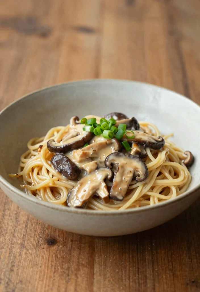 16 White Sauce Pasta Recipes Without Cheese (Dairy-Free) - 10. Miso Mushroom Pasta 1