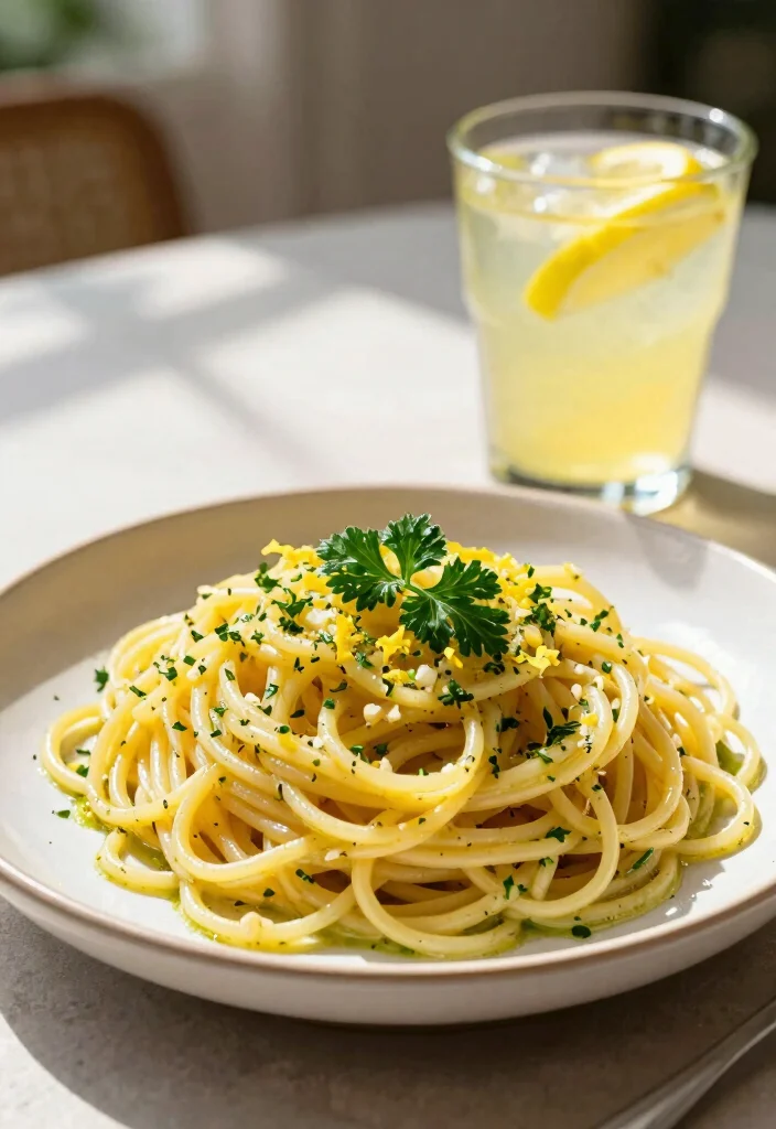 16 White Sauce Pasta Recipes Without Cheese (Dairy-Free) - 2. Garlic and Lemon Spaghetti 1