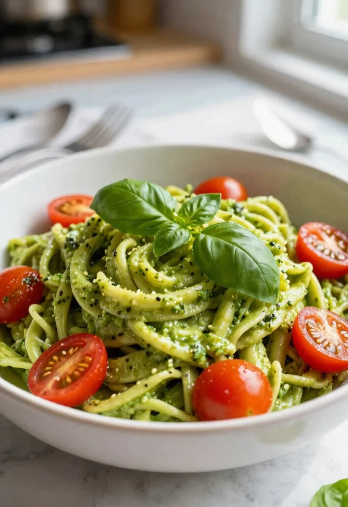 16 White Sauce Pasta Recipes Without Cheese (Dairy-Free) - 4. Avocado Pesto Pasta 1