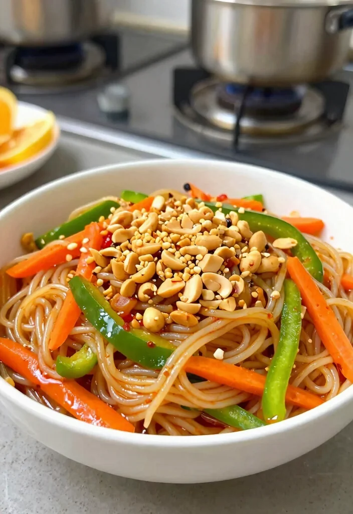 16 White Sauce Pasta Recipes Without Cheese (Dairy-Free) - 8. Spicy Peanut Noodle Pasta 1