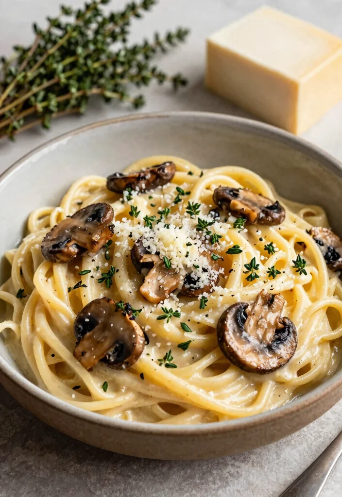 17 Garlic Alfredo Sauce Recipes for Extra Flavor - 8. Garlic Alfredo with Mushrooms and Thyme 1