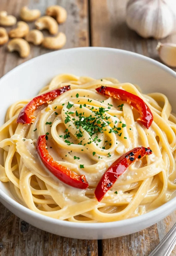17 Garlic Alfredo Sauce Recipes for Extra Flavor - 9. Garlic Alfredo with Roasted Red Peppers 1