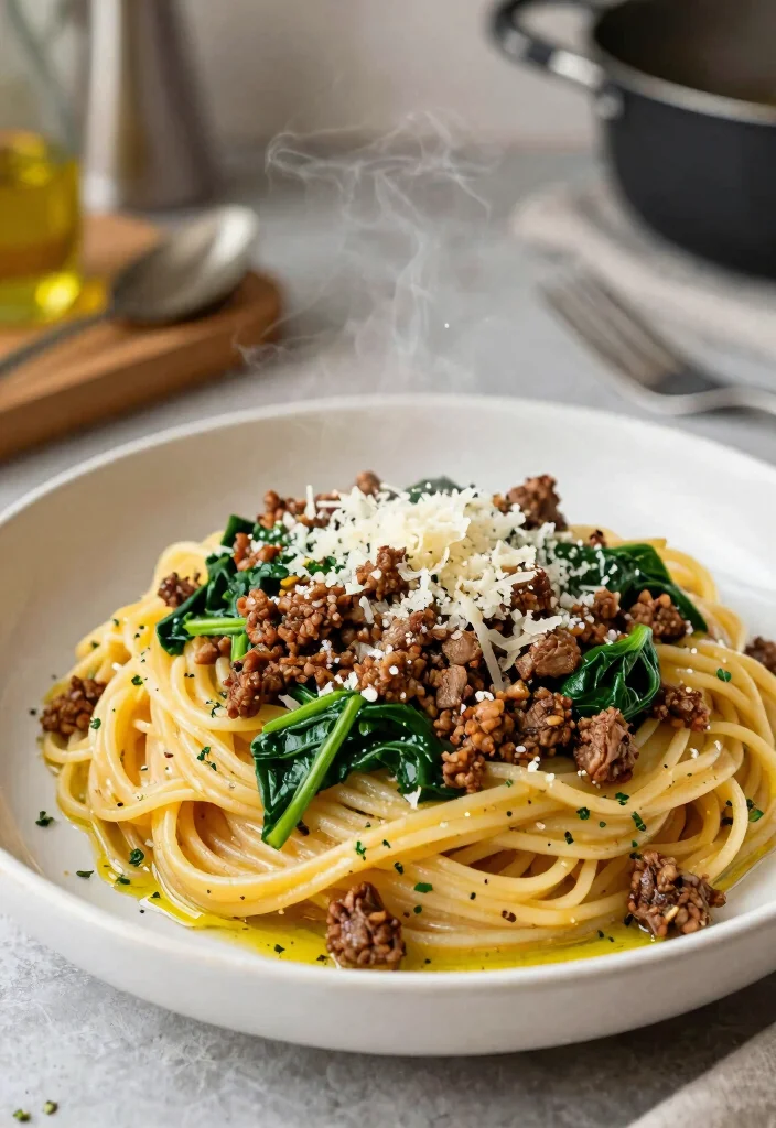 17 Ground Lamb Dinner Recipes the Whole Family Will Love - 8. Ground Lamb and Spinach Pasta 1