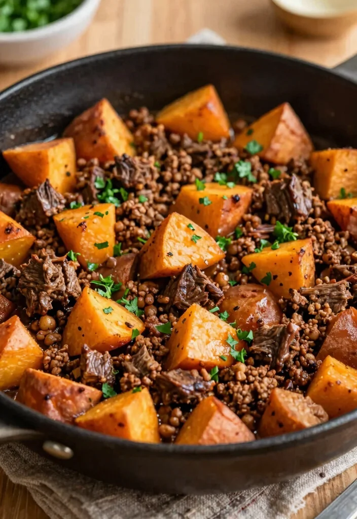 17 Ground Lamb Dinner Recipes the Whole Family Will Love - 9. Lamb and Sweet Potato Skillet 1