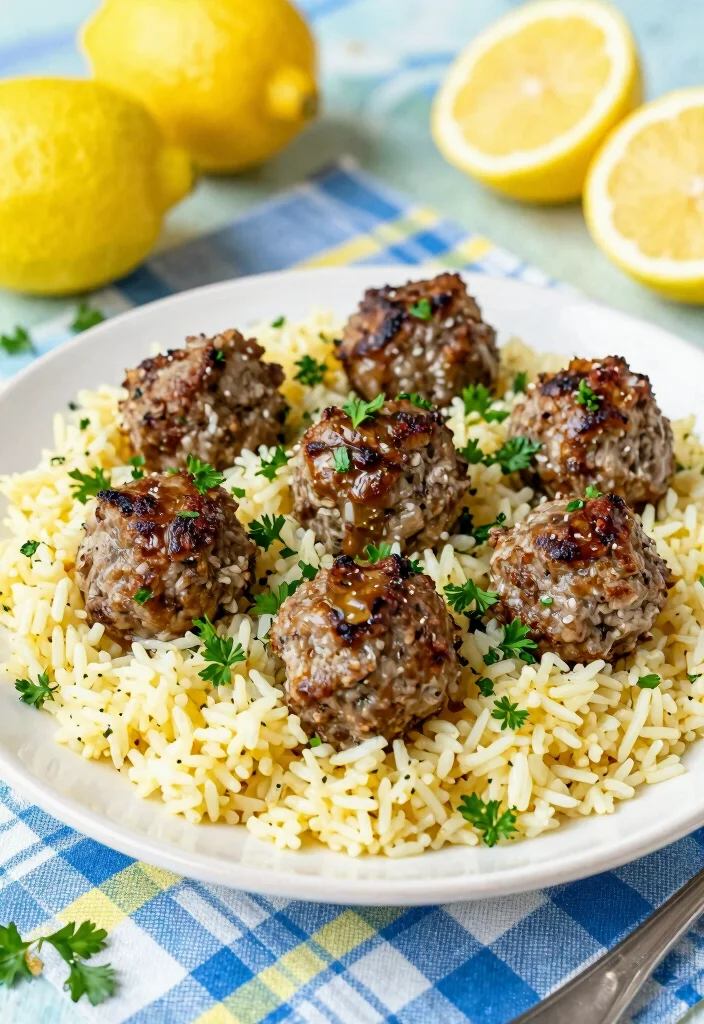 18 Delicious Recipes with Ground Lamb Meat: Healthy Mediterranean Delights - 3. Greek Lamb Meatballs with Lemon Rice 1