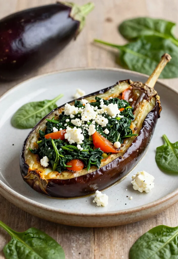 18 Delicious Recipes with Ground Lamb Meat: Healthy Mediterranean Delights - 4. Lamb and Spinach Stuffed Eggplant 1