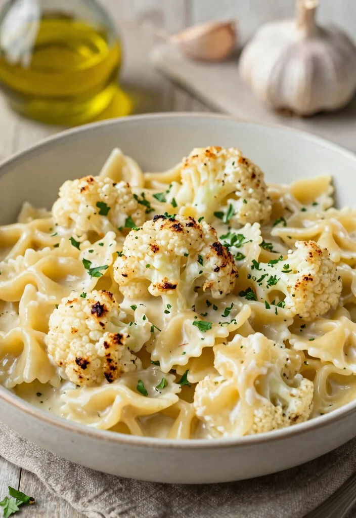 18 Garlic White Sauce Pasta Recipes You'll Love - 16. Garlic Cauliflower Pasta 1