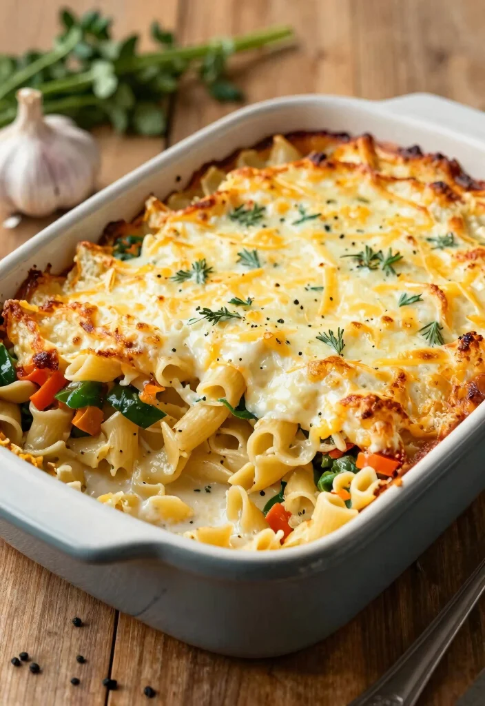 18 Garlic White Sauce Pasta Recipes You'll Love - 18. Garlic White Sauce Pasta Bake 1