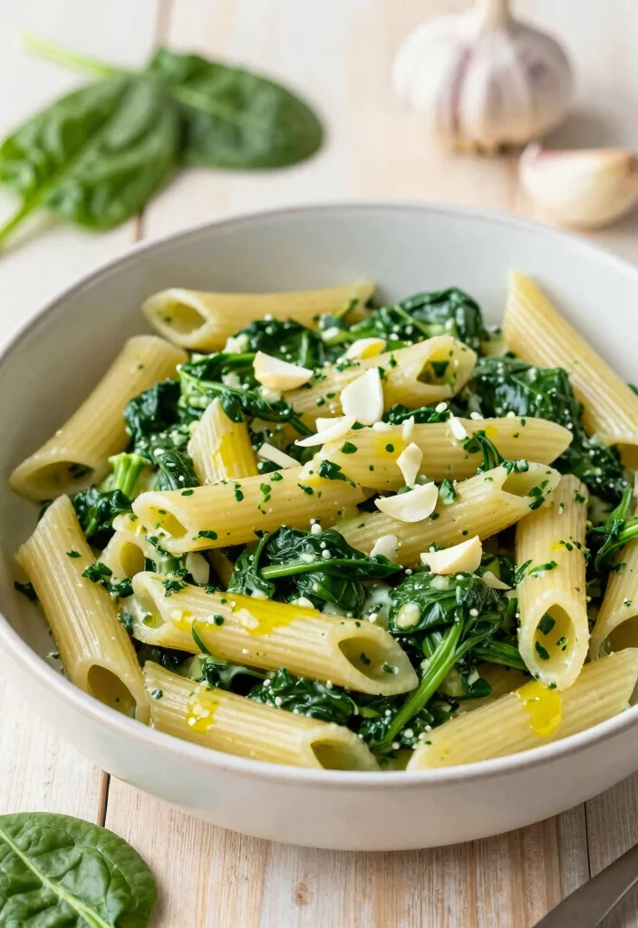 18 Garlic White Sauce Pasta Recipes You'll Love - 6. Spinach Garlic Pasta 1