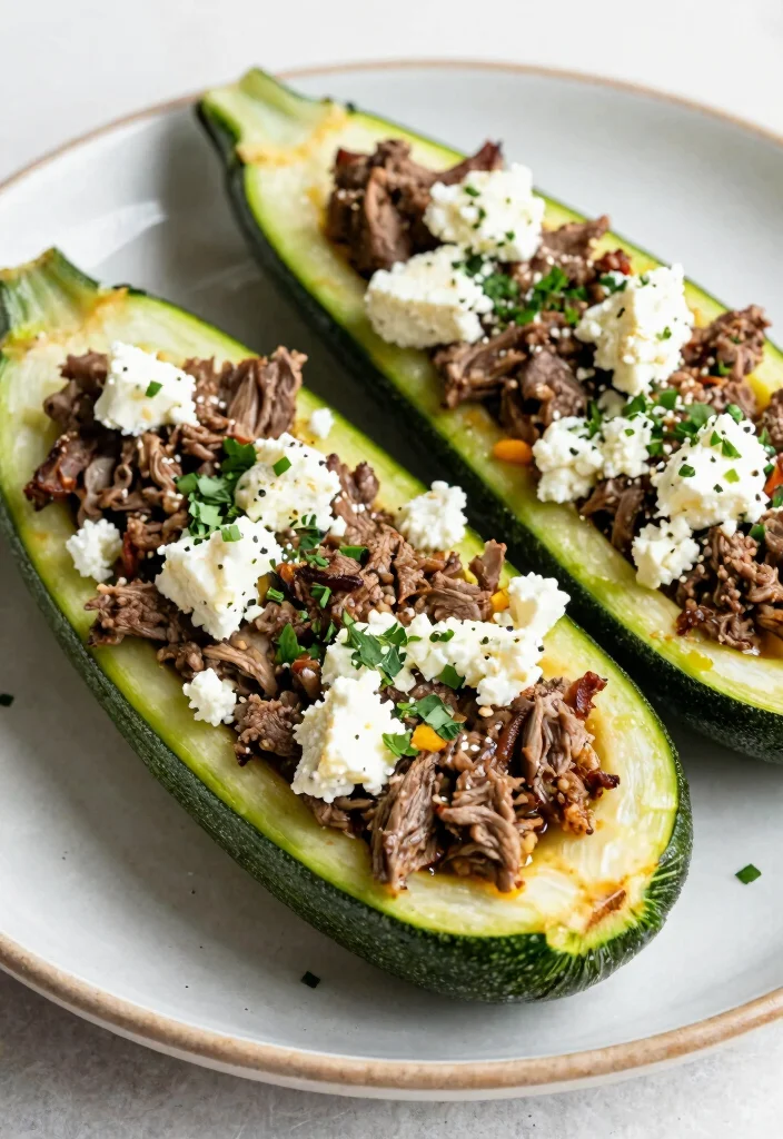 18 Healthy Dinner Ideas with Lamb (High-Protein & Flavorful) - 11. Lamb and Feta Stuffed Zucchini Boats 1