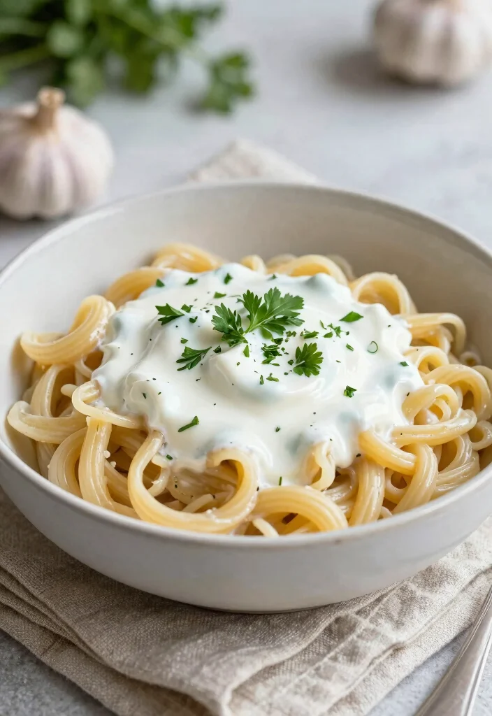 18 Pasta White Sauce Recipes for Perfect Creaminess - 11. Garlic and Herb Yogurt Sauce 1