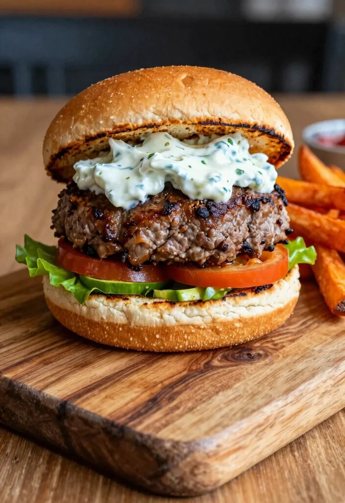19 Quick Lamb Recipes Ready in 30 Minutes or Less - 7. Lamb Burgers with Tzatziki 1
