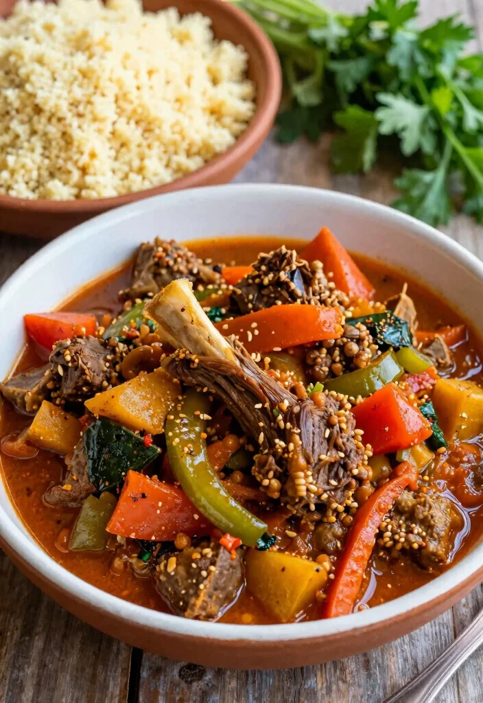19 Slow Cooker Lamb Stew Recipes (Easy & Cozy) - 13. North African Lamb and Vegetable Stew 1