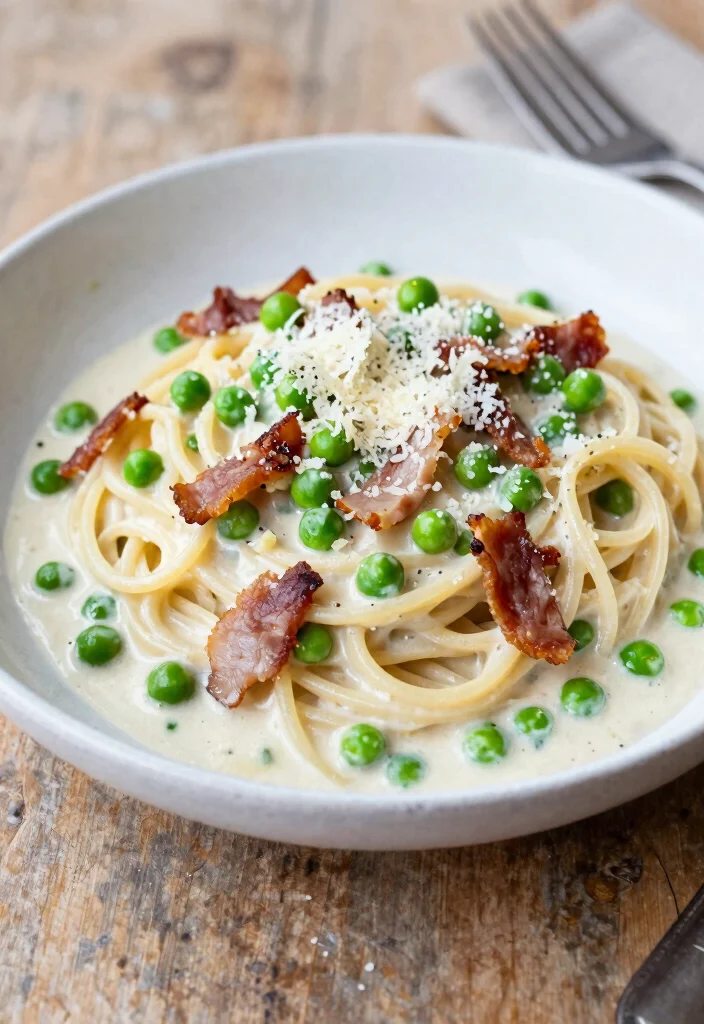 20 White Sauce Pasta Recipes That Are Rich & Creamy - 15. White Sauce Pasta with Peas and Pancetta 1