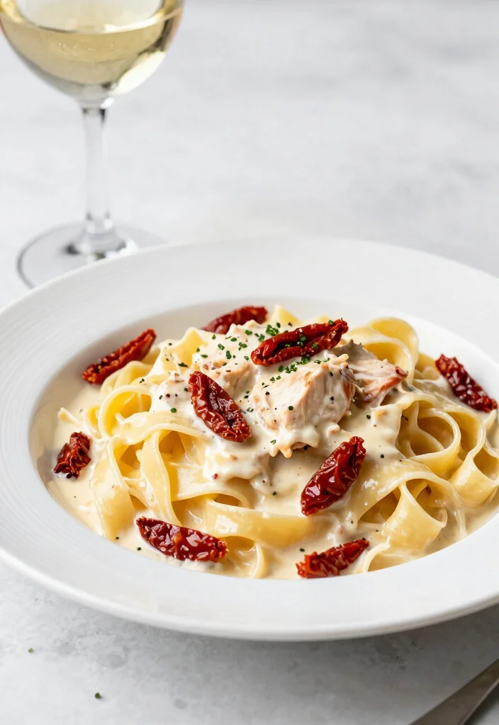20 White Sauce Pasta Recipes That Are Rich & Creamy - 9. Chicken Alfredo with Sun-Dried Tomatoes 1