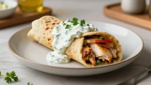 Chicken Gyros with Tzatziki Sauce (Greek Street Food)