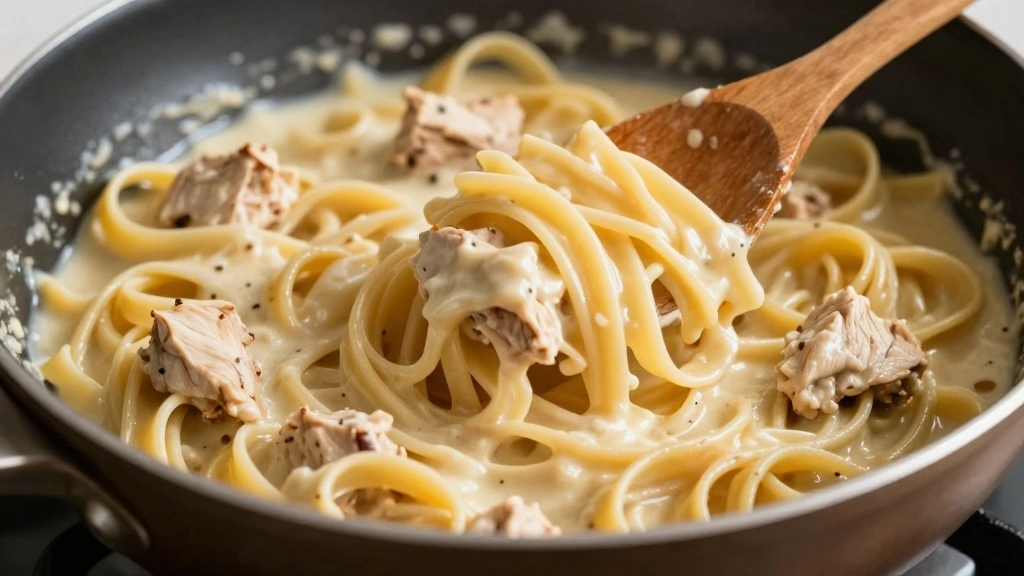 Easy Chicken Alfredo with Jar Sauce (Quick Weeknight Dinner) - Step 5: Add Pasta to Sauce 1