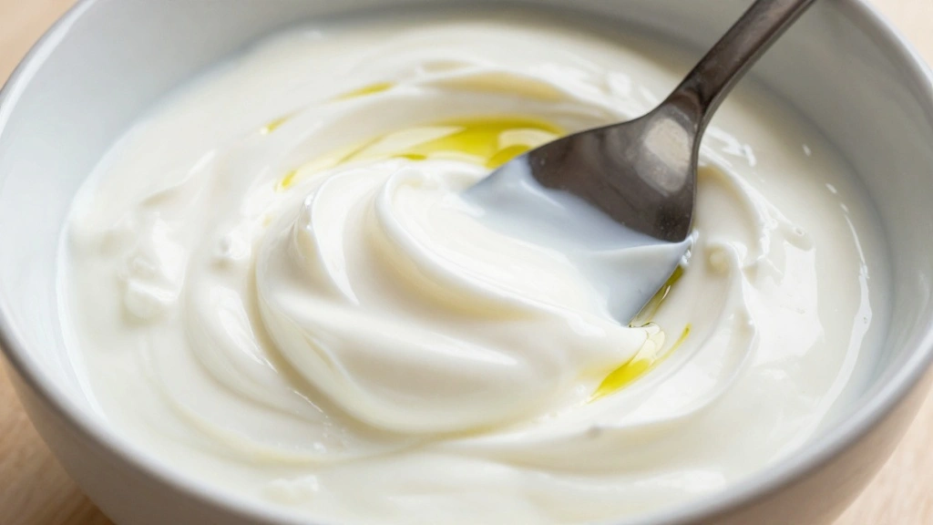 Greek Tzatziki Sauce (Traditional & Authentic) - Step 3: Combine Yogurt and Olive Oil 1